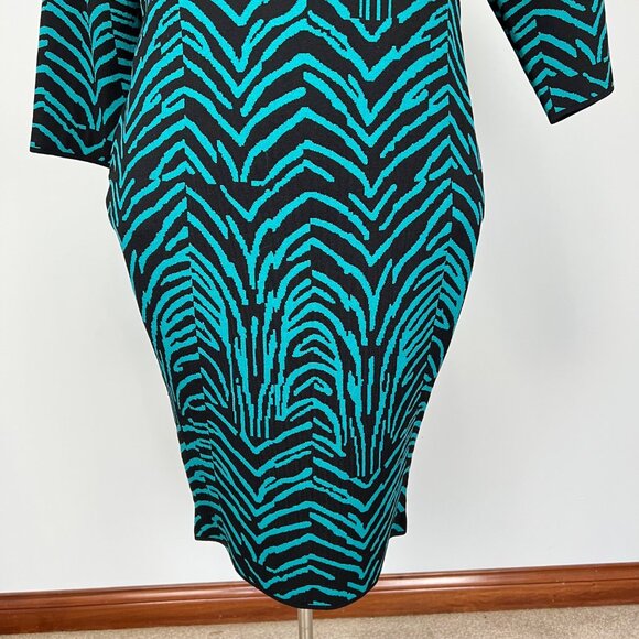 i.b.b.i. Womens Plus Zebra Stripe Bodycon Dress Cyan Blue Black Knit size 22 - Picture 5 of 12